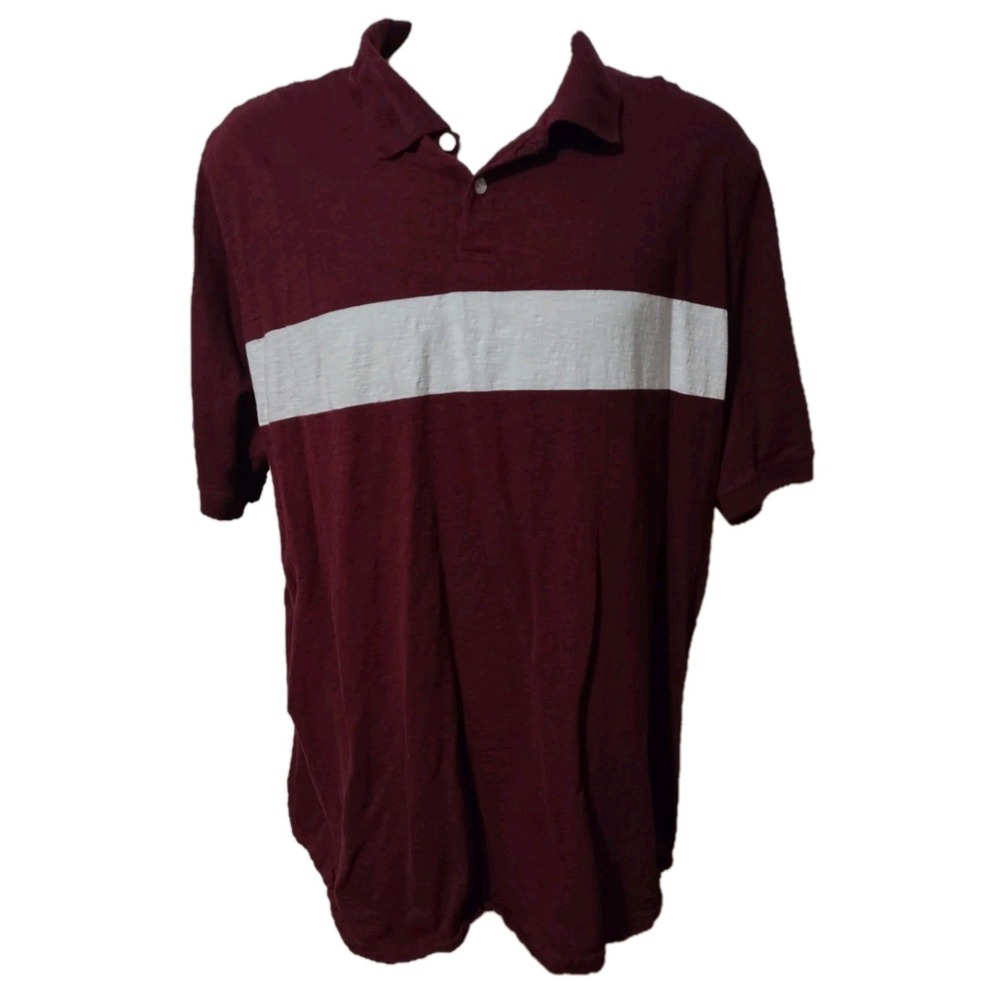 HB Polo Shirt Mens Size 4XLT Short Sleeve‎ Pullover Casual Maroon White Collared
